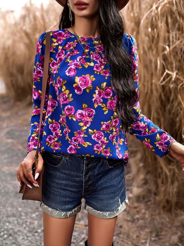 Women's Casual Floral Print Blouse Top