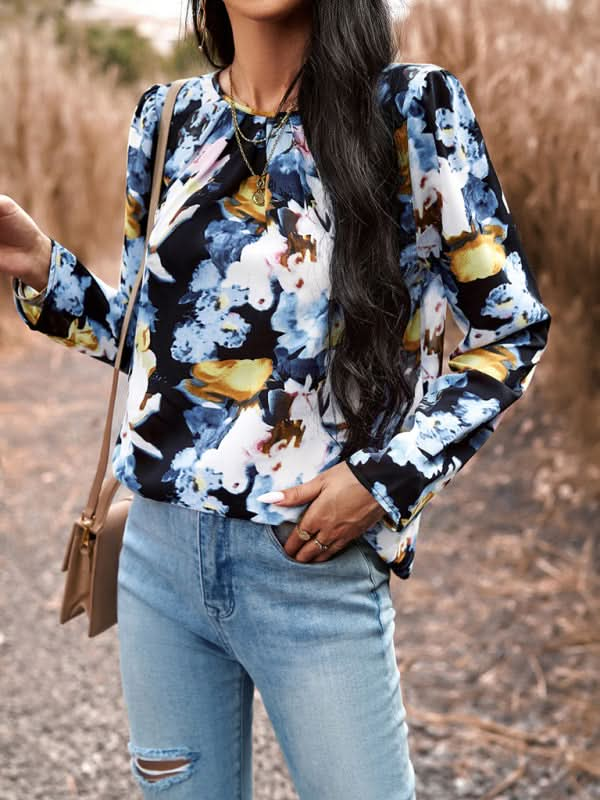 Women's Casual Floral Print Blouse Top