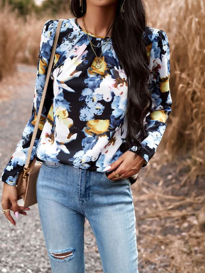 Women's Casual Floral Print Blouse Top