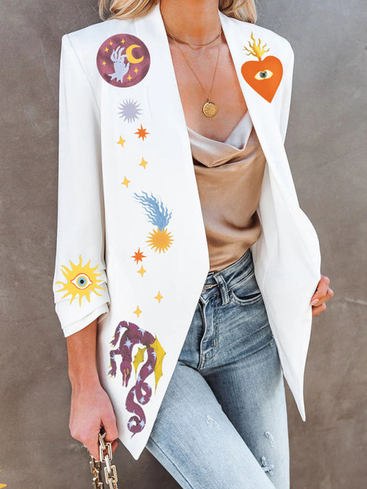 New Women's Printed Fashionable Slim Long Sleeve Blazer