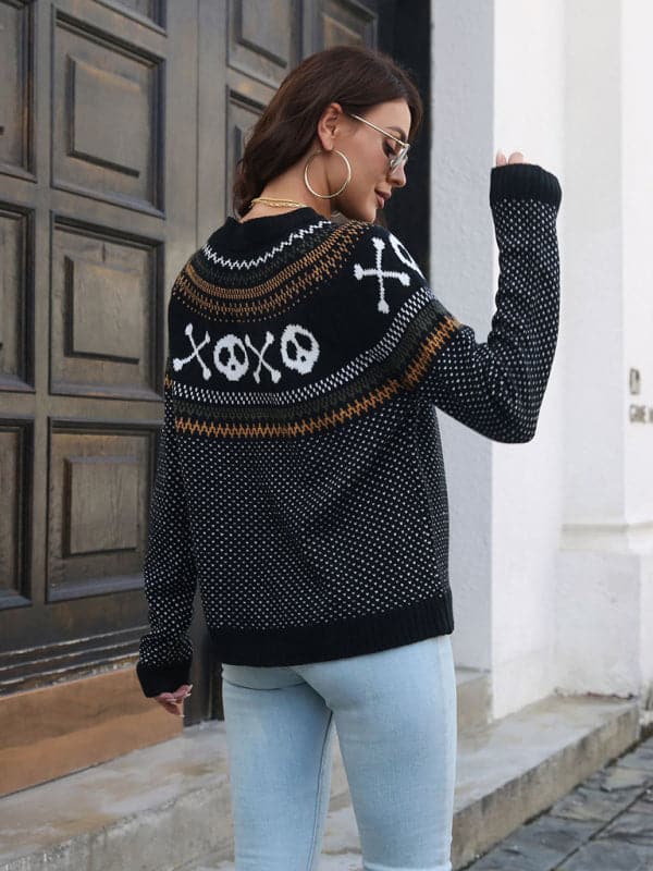 Halloween Skull Polka Dot Sweater