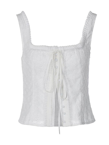 Chic lace top with drawstring detail