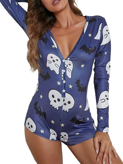 Fashion women's new Halloween one-piece pajamas.
