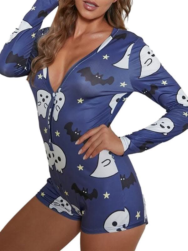 Fashion women's new Halloween one-piece pajamas.