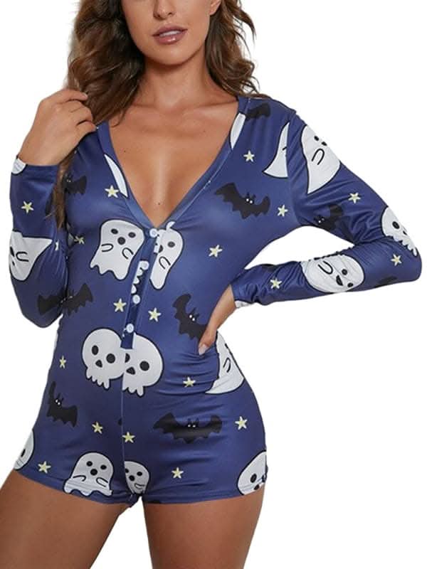 Fashion women's new Halloween one-piece pajamas.
