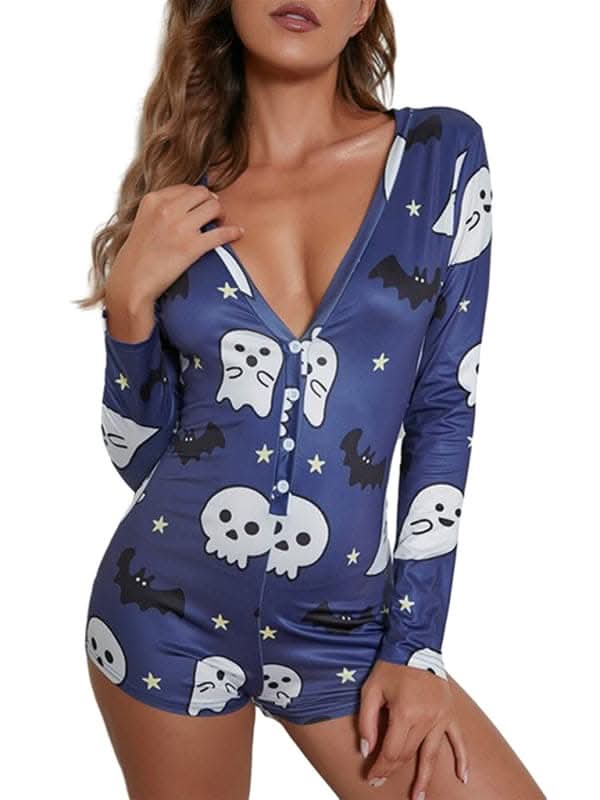 Fashion women's new Halloween one-piece pajamas.