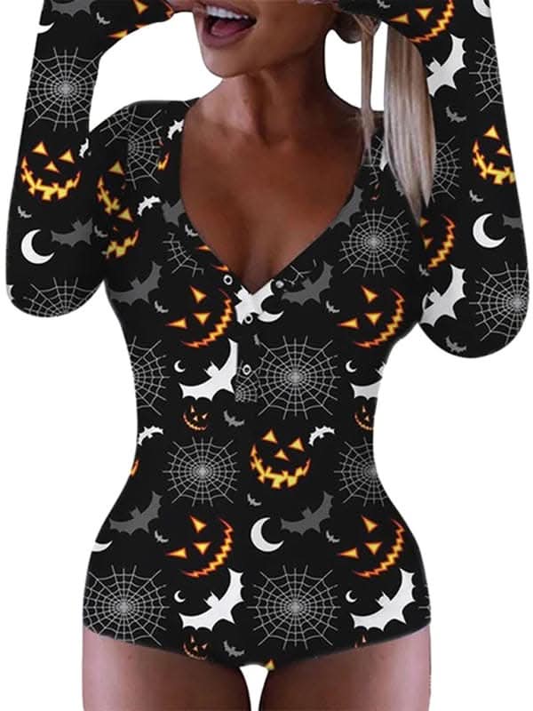 Fashion women's new Halloween one-piece pajamas.