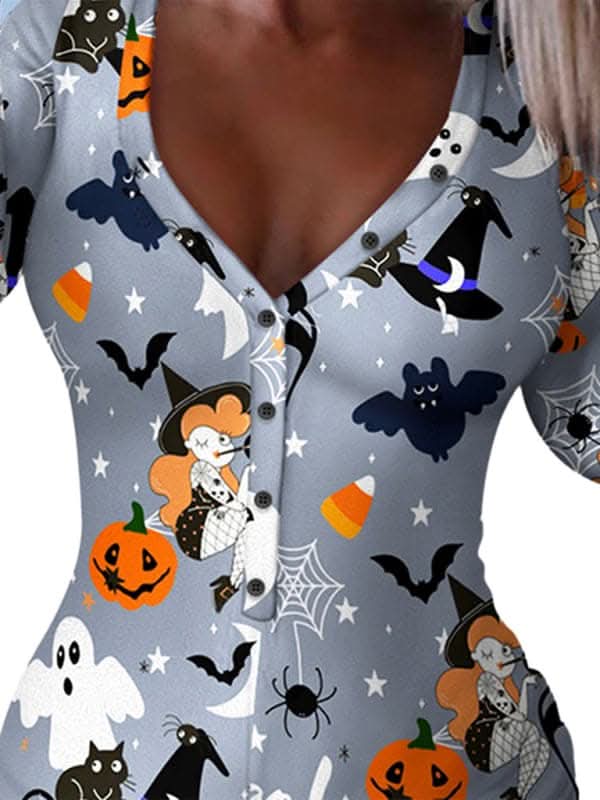 Fashion women's new Halloween one-piece pajamas.