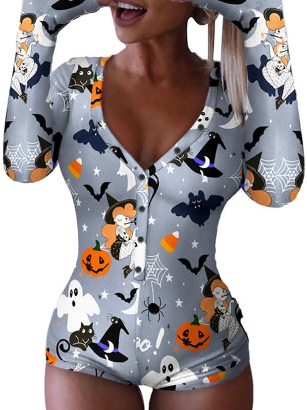 Fashion women's new Halloween one-piece pajamas.