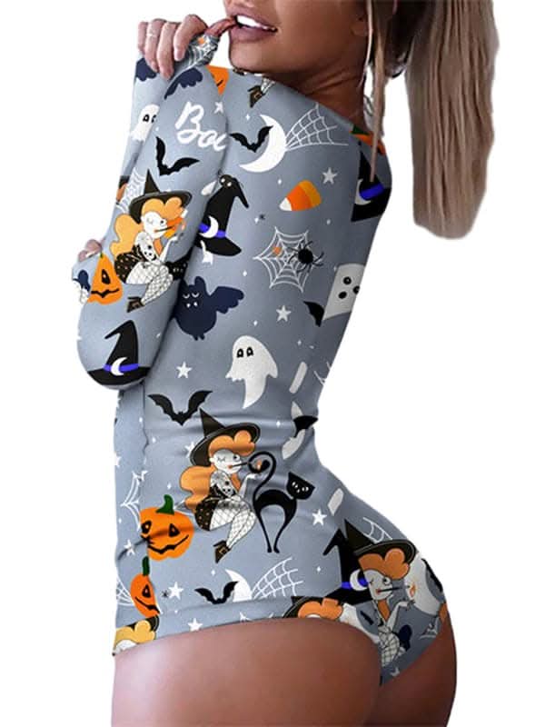 Fashion women's new Halloween one-piece pajamas.