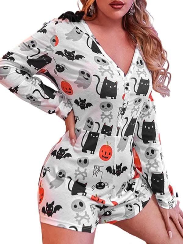 Fashion women's new Halloween one-piece pajamas.