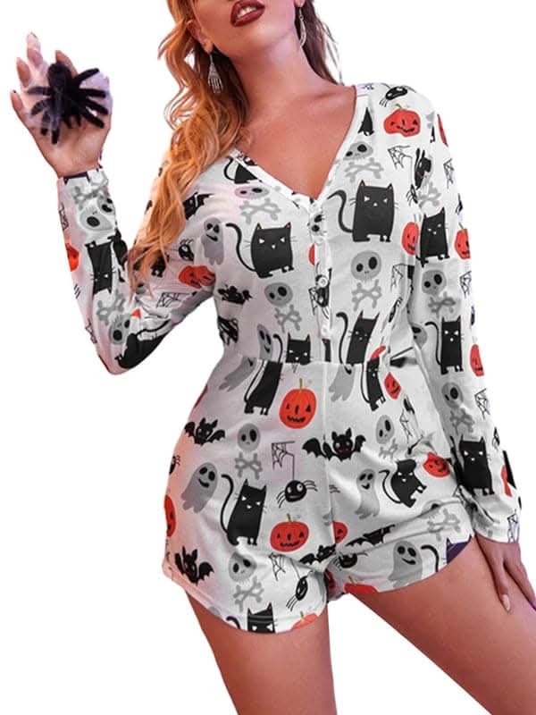 Fashion women's new Halloween one-piece pajamas.