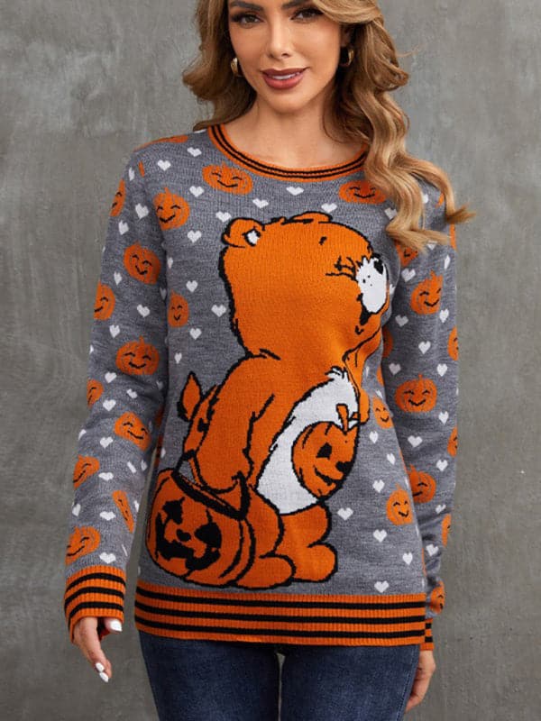 Charming cartoon jacquard sweater