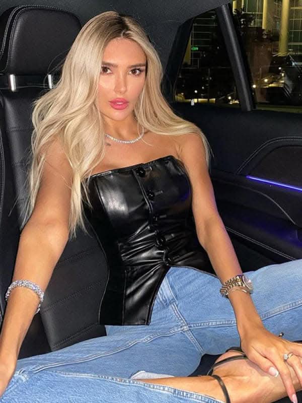 Sleek pu leather backless tube top - Love Salve 