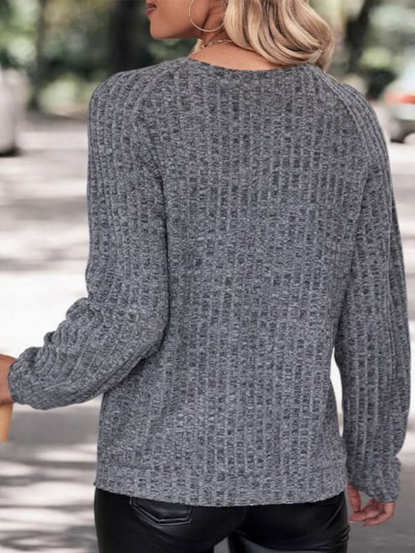 Chic women's long sleeve knit top - Love Salve 