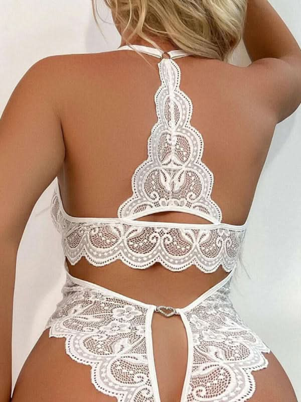 New women's sexy lace see-through crotch-free one-piece sexy pajamas