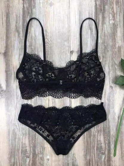 Elegant eyelash lace lingerie set