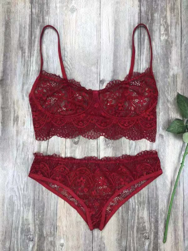 Elegant eyelash lace lingerie set