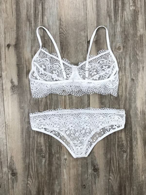 Elegant eyelash lace lingerie set