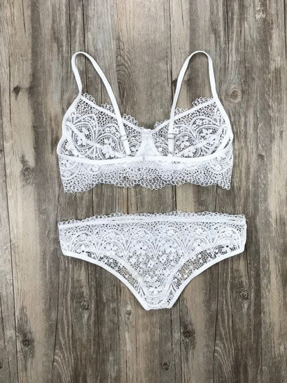 Elegant eyelash lace lingerie set
