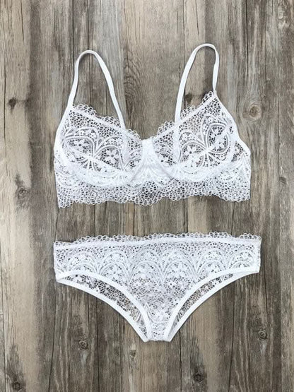 Elegant eyelash lace lingerie set