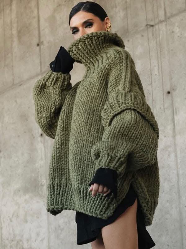 New women's sweater pullover fluffy long sleeve turtleneck sweater.