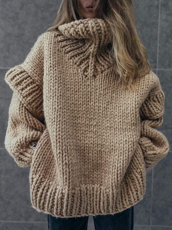 New women's sweater pullover fluffy long sleeve turtleneck sweater.