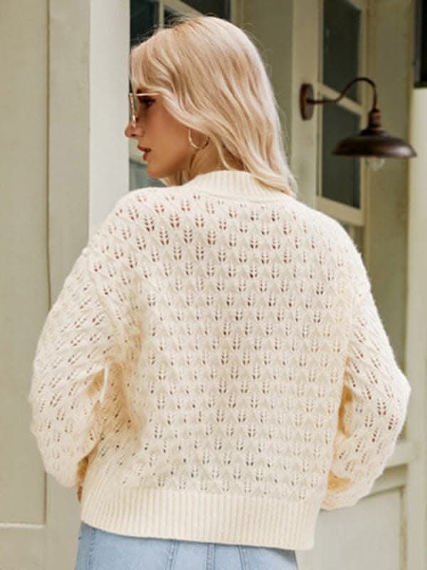 New women's design loose round neck pullover sweater.