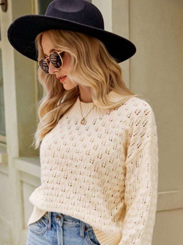 New women's design loose round neck pullover sweater.