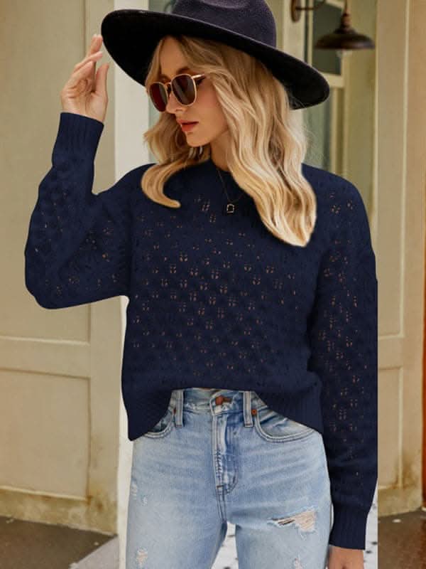 New women's design loose round neck pullover sweater.