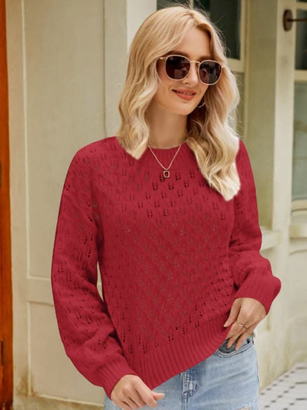 New women's design loose round neck pullover sweater.