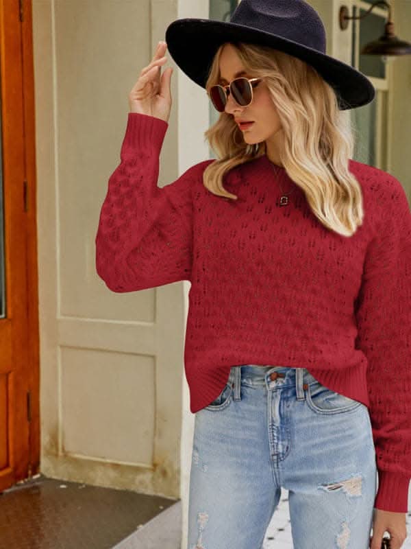 New women's design loose round neck pullover sweater.