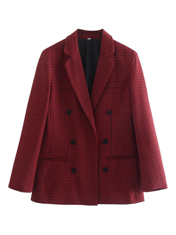 New Women's Suit Plaid Small Suit Jacket for Stylish Look