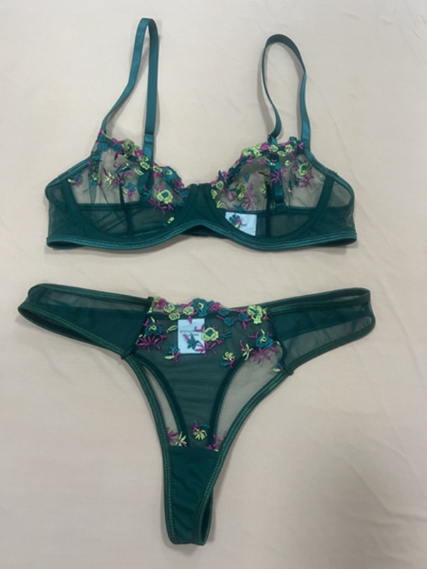 New women's sexy see-through floral lingerie set.