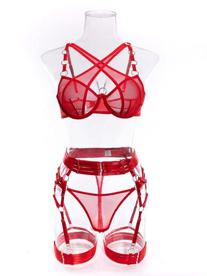 Sultry self-designed woven lingerie set with slight elasticity