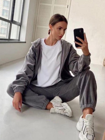 Leisure hooded loungewear set