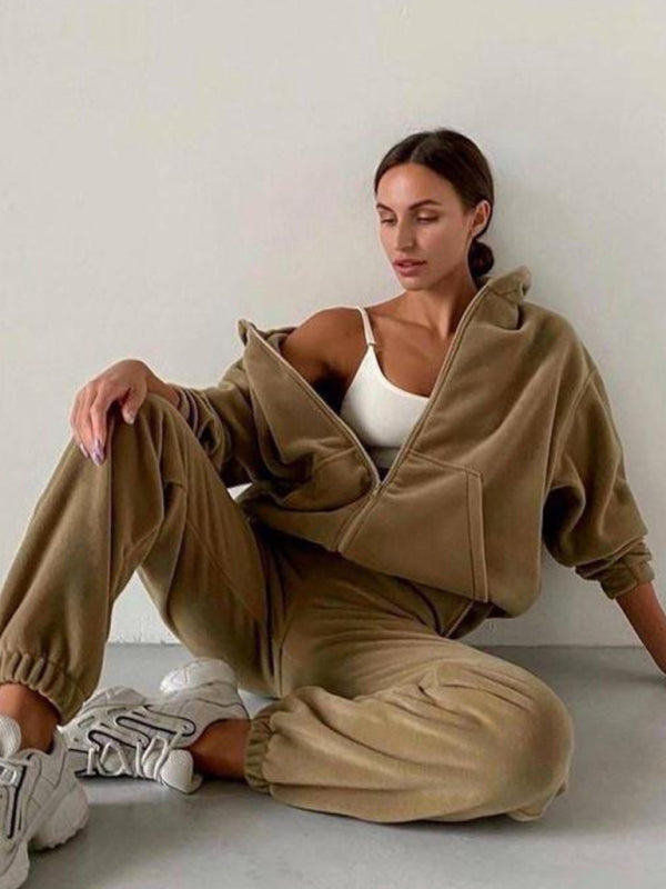 Leisure hooded loungewear set