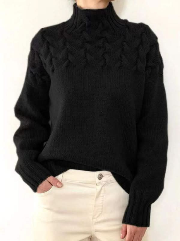 Casual long-sleeved turtleneck solid color sweater pullover top