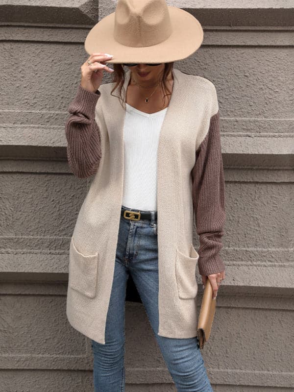 Chic color block knit jacket