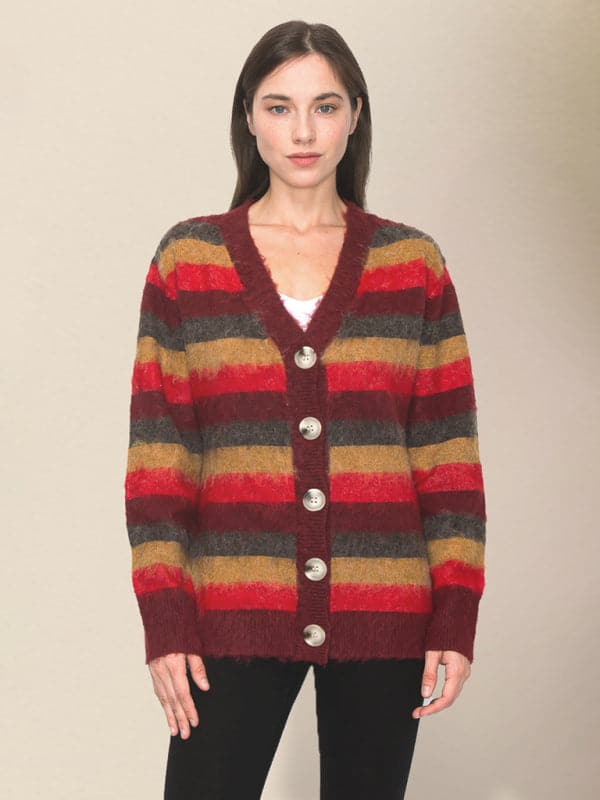 Casual rainbow striped cardigan