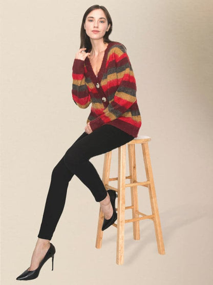 Casual rainbow striped cardigan