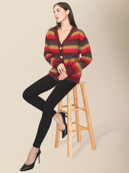 Casual rainbow striped cardigan