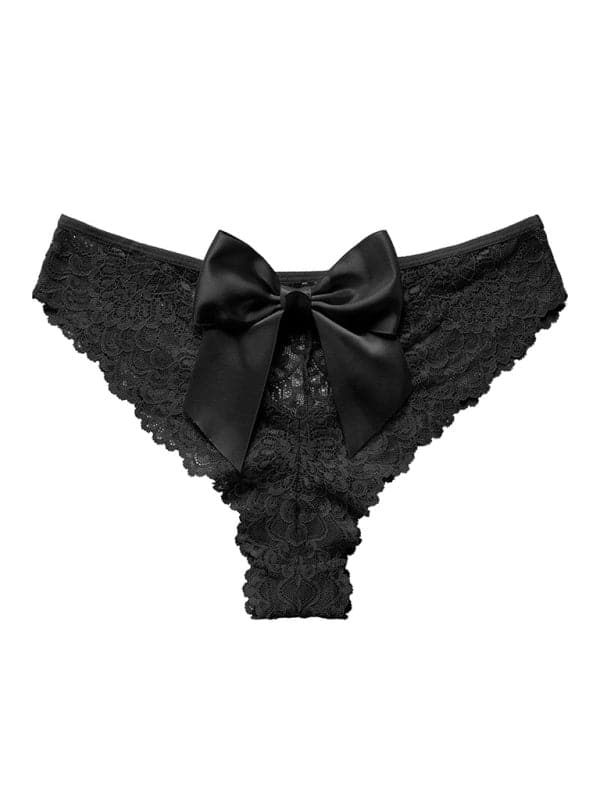 Lace bow detail low-rise panties