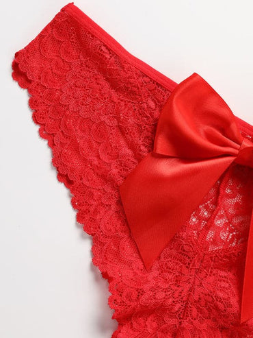 Lace bow detail low-rise panties