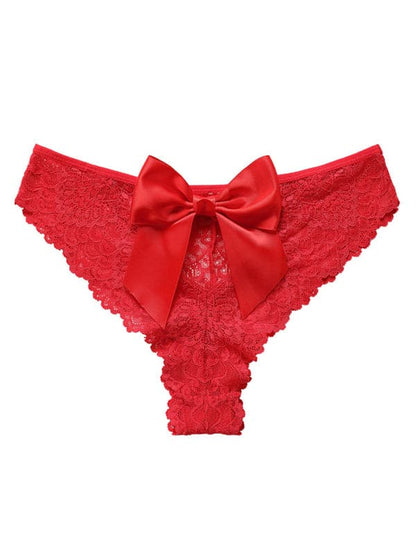 Lace bow detail low-rise panties