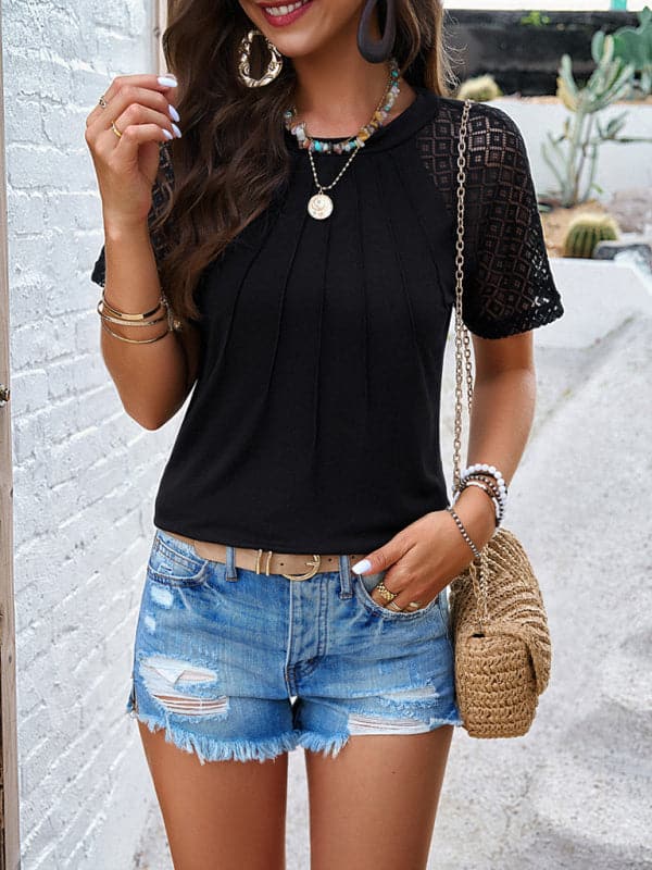 Chic lace sleeve top for women