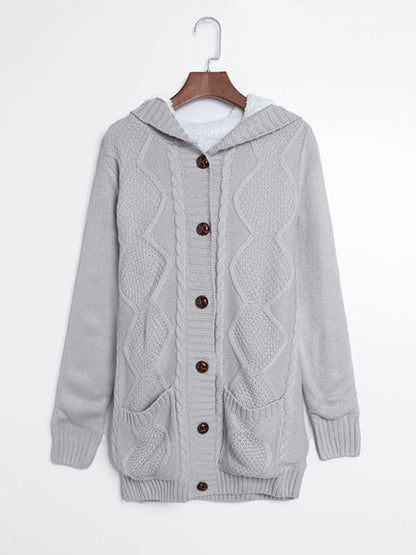 Hooded mid-length cardigan for autumn-winter