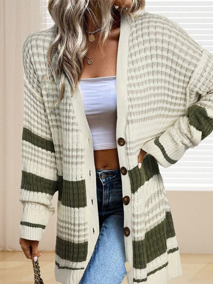 Chic striped cardigan coat for women