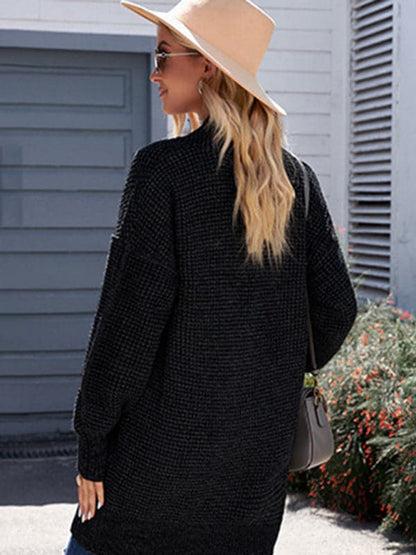 Cozy mid-length knitted cardigan