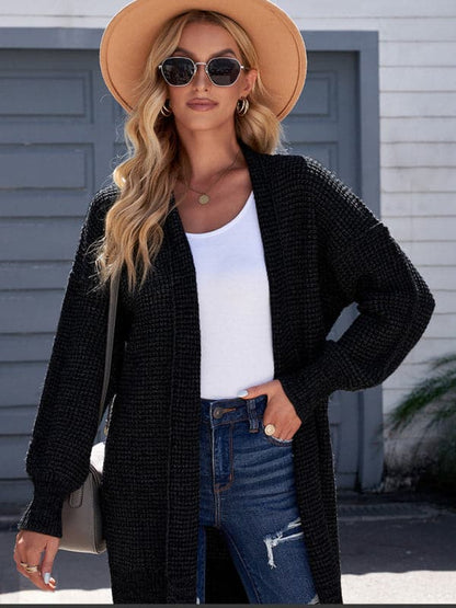 Cozy mid-length knitted cardigan